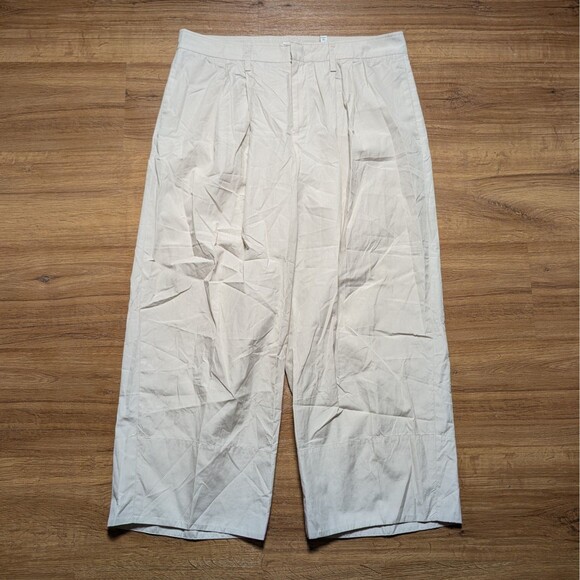 Vince Pleat Front Crop Wide Pants In Cobblestone Size 14 High Rise Casual - Picture 1 of 12